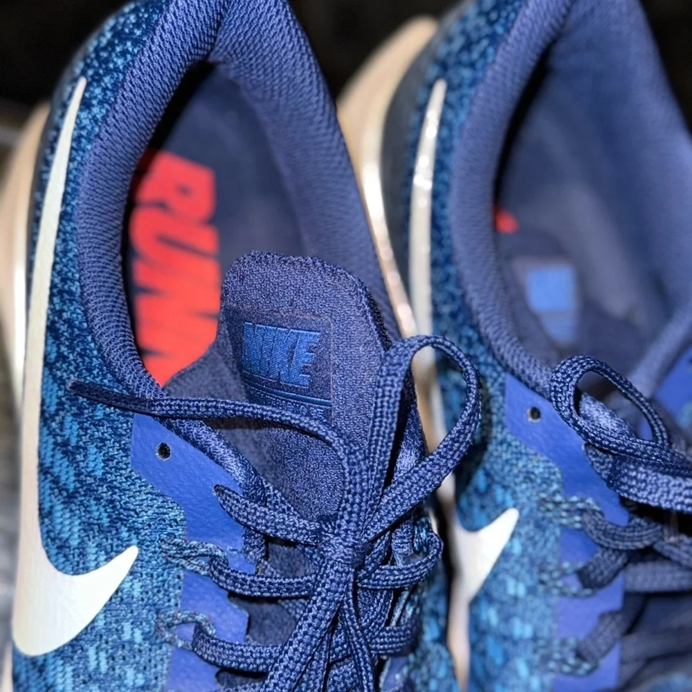 Nike Blue and White Sneakers with Breathable Mesh